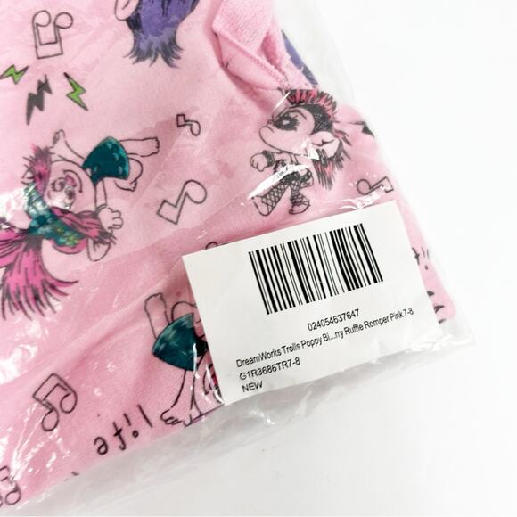 DREAMWORKS TROLLS POPPY LITTLE GIRLS SLEEVELESS PINK ROMPER SIZE 7-8 BRAND NEW - Picture 5 of 6